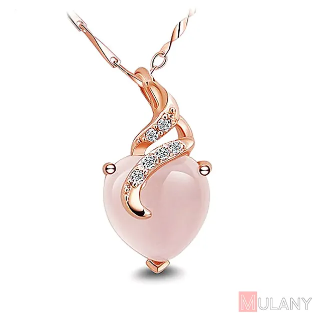 Picture of Mulany NL405 Crystal Zircon Heart Pendant Necklace 