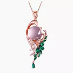 Picture of Mulany NL411 Emerald Phoenix Pendant Necklace 