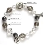Picture of Mulany MB8054 Black Rutilated Quartz With Silver Charm Healing Bracelet 