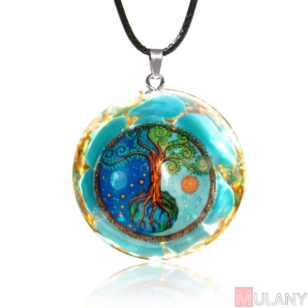 Picture of Mulany MN508 Turquoise Tree Of Life Orgone Pendant