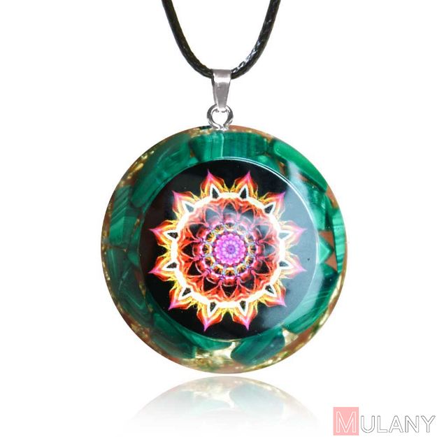 Picture of Mulany MN509 Malachite Flower Of Life Orgone Pendant