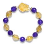 Picture of Mulany MB8026 Amethyst Stone With Gold Rutilated Quartz Healing Bracelet