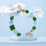 Picture of Mulany MB8040 Green Jade With Silver Charm Healing Bracelet  