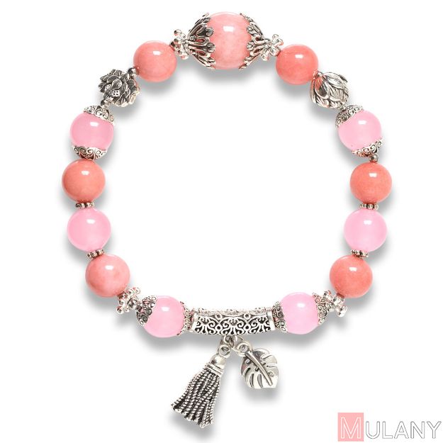 Picture of Mulany MB8048 Chalcedony Stone With Silver Charm Healing Bracelet 