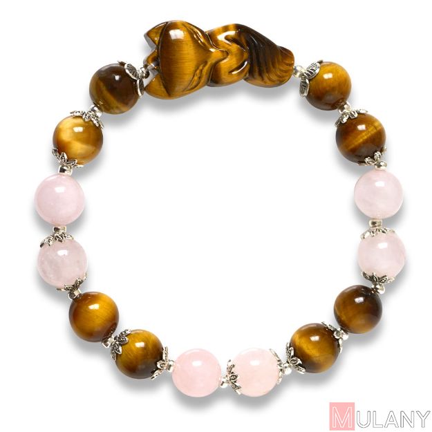 Picture of Mulany MB8050 Tiger Eye Stone With Fox Charm Healing Bracelet  