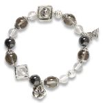 Picture of Mulany MB8054 Black Rutilated Quartz With Silver Charm Healing Bracelet 