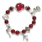 Picture of Mulany MB8062 Red Garnet With Fox Charm Healing Braclet