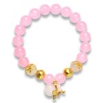 Picture of Mulany MB8016 Rose Quartz With Jade Blessing Bag Charm Healing Bracelet  