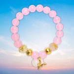 Picture of Mulany MB8016 Rose Quartz With Jade Blessing Bag Charm Healing Bracelet  
