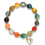 Picture of Mulany MB8019 Natural Stone 7 Chakras With Heart Charm Healing Bracelets 