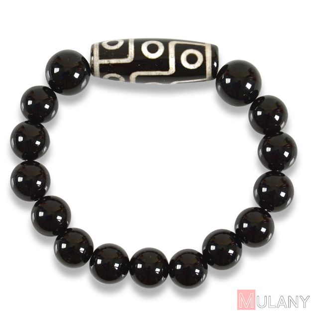 Picture of Mulany MB8030 Obsidian Stone With Dzi Charm Healing Bracelet 