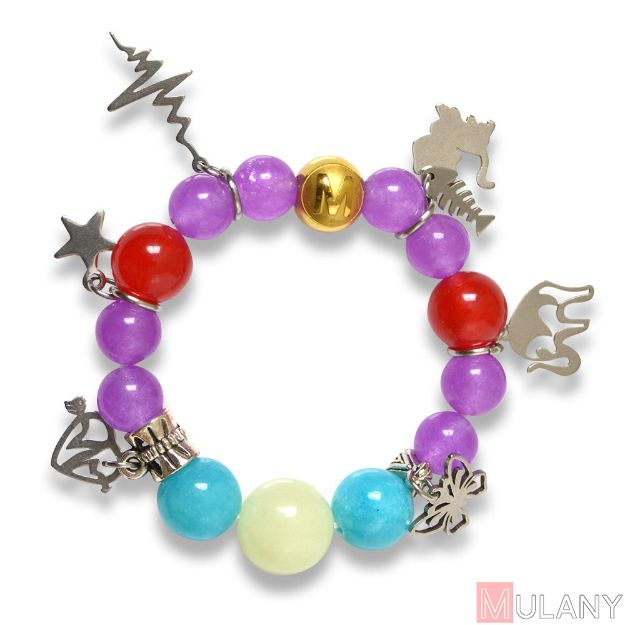 Picture of Mulany MBK8001 Natural Stone With Silver Charm Kid's Healing Bracelet