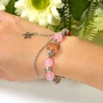 Picture of Mulany MB8027 Natural Stones With Silver Charm Healing Bracelet 