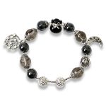 Picture of Mulany MB8072 Black Rutilated Quartz With Money Bag Charm Healing Bracelet