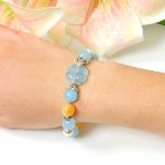 Picture of Mulany MB8074 Aquamarine, Tangerine With Flower Charm Healing Bracelet   