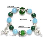 Picture of Mulany MB8076 Green Jade, Aquamarine With Flower Charm Healing Bracelet