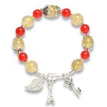 Picture of Mulany MB8090 Golden Rutilated Quartz & Red Agate Healing Bracelet