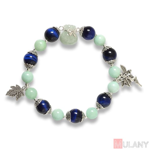 Picture of Mulany MB8088 Tiger Eye, Jade Stone With Money Bag Charm Healing Bracelet