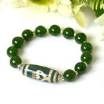 Picture of Mulany MB8091 Green Jade With Aquarius Dzi Charm Healing Bracelet   