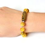 Picture of Mulany MB8011 Tiger Eye, Amber With Dzi Charm Healing Bracelet