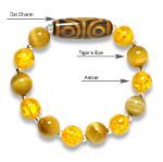 Picture of Mulany MB8011 Tiger Eye, Amber With Dzi Charm Healing Bracelet