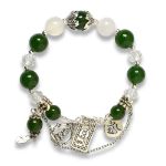 Picture of Mulany MB8038 Green Jade With Silver Charm Healing Bracelet  