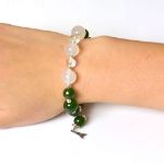 Picture of Mulany MB8039 Green Jade With Silver Charm Healing Bracelet  