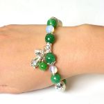 Picture of Mulany MB8046 Green Jade Stone With Silver Charm Healing Bracelet 