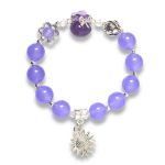 Picture of Mulany MB8051 Amethyst Stone With Silver Charm Healing Bracelet  