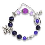 Picture of Mulany MB8061 Blue Tiger Eye With Silver Charm Healing Bracelet 