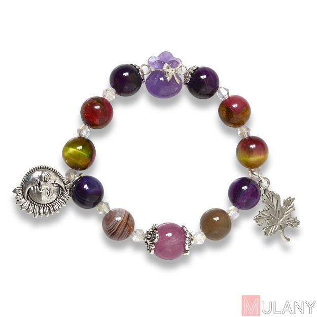 Picture of Mulany MB8085 Multicolor Gemstone With Money Bag Charm Healing Bracelet  