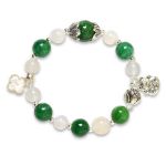 Picture of Mulany MB8004 Green Jade With Silver Money Bag Charm Healing Bracelet  